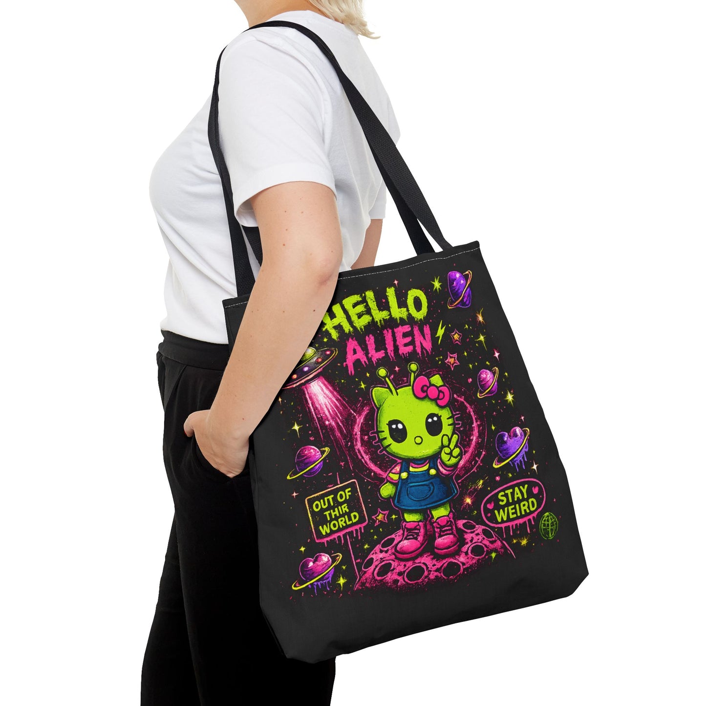 Hello Alien kawaii alien character Tote Bag |