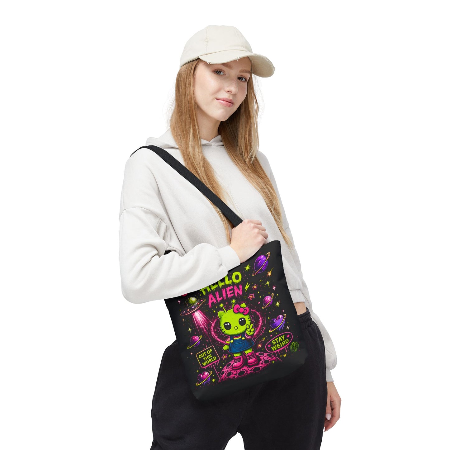 Hello Alien kawaii alien character Tote Bag |