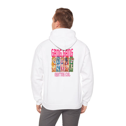 Gang Gang Fighting Girl Hoodie | Anime Girl Group Graphic, Pink Text