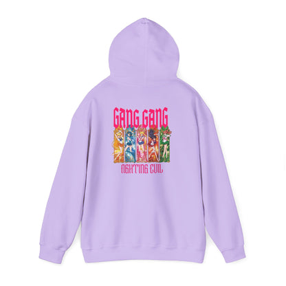 Gang Gang Fighting Girl Hoodie | Anime Girl Group Graphic, Pink Text