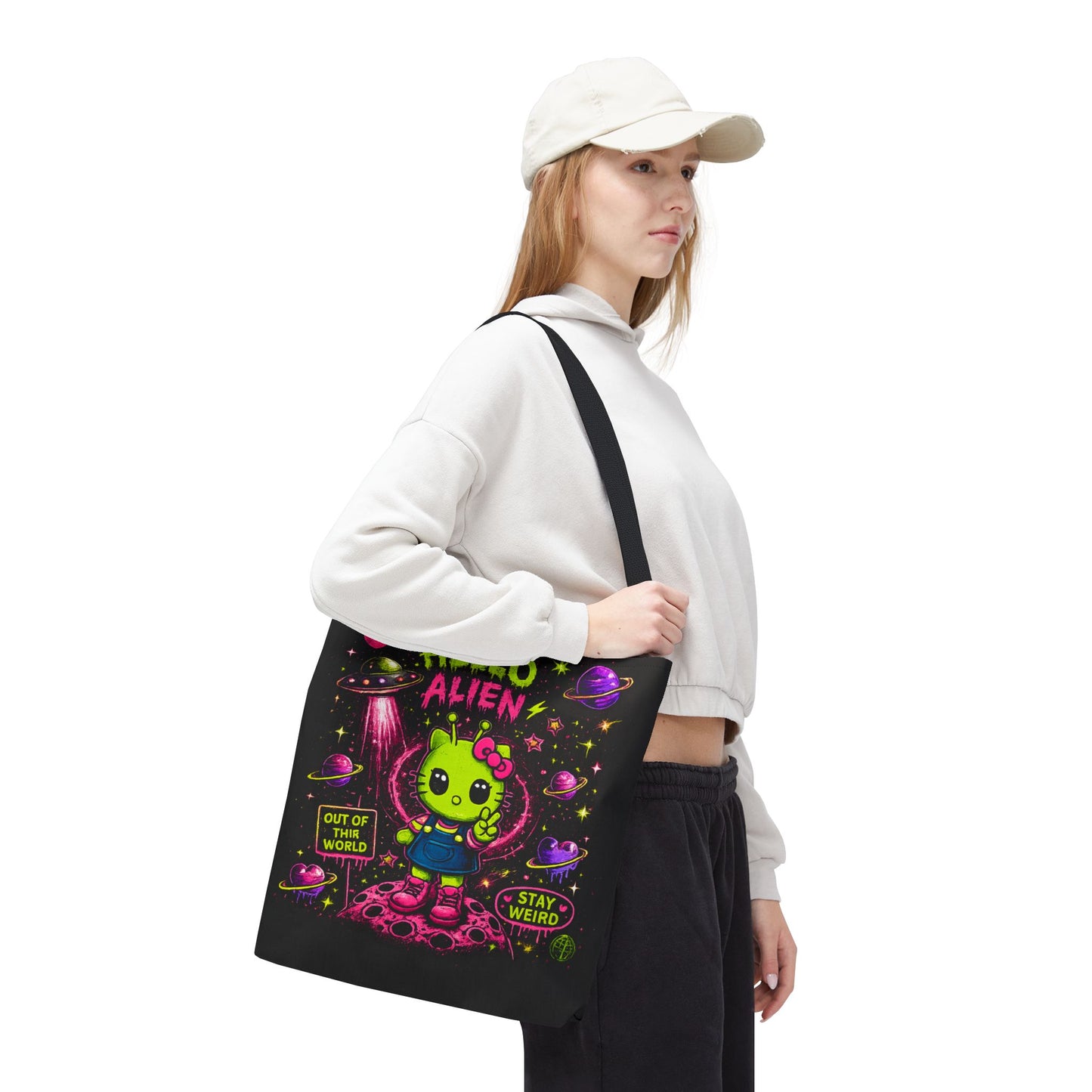 Hello Alien kawaii alien character Tote Bag |