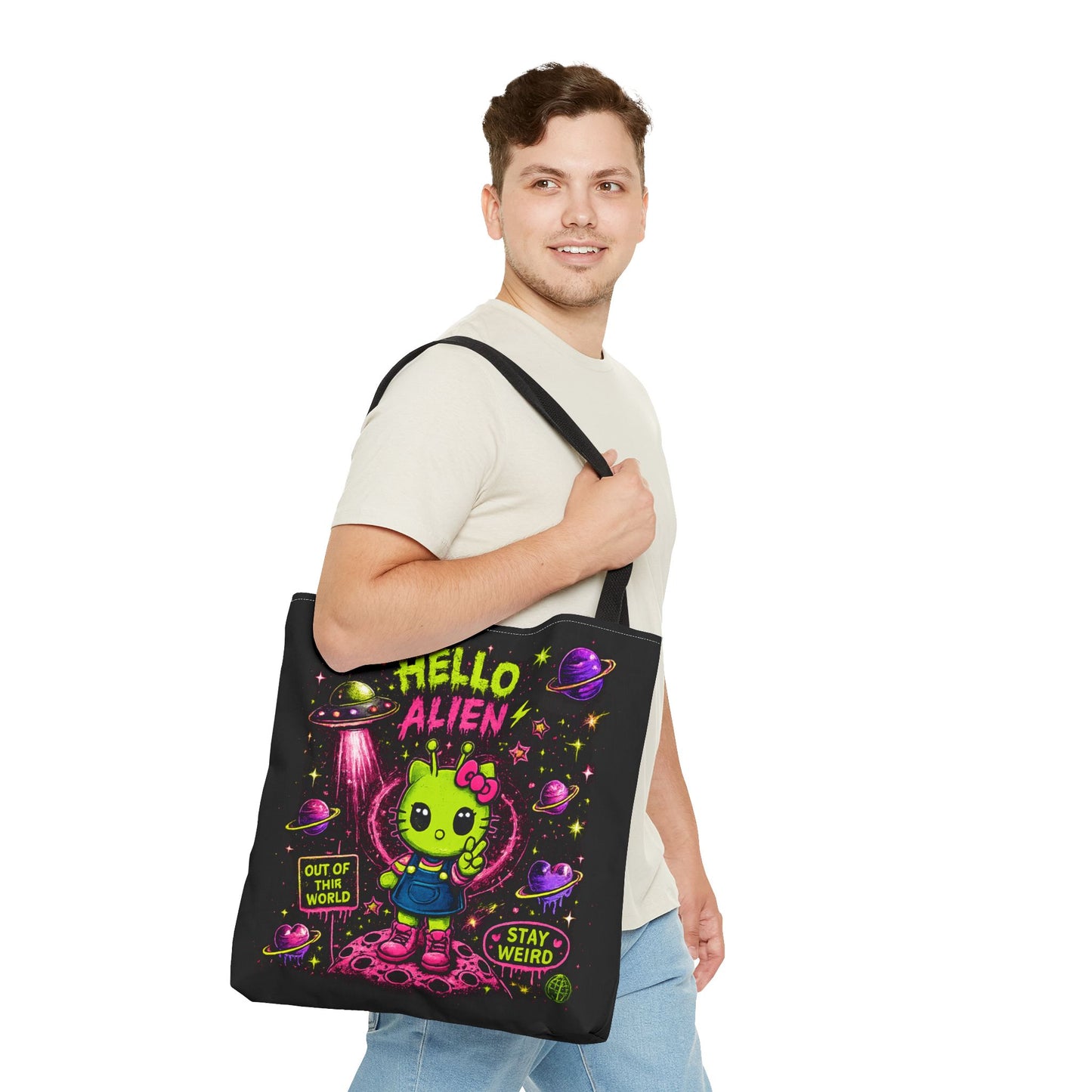 Hello Alien kawaii alien character Tote Bag |