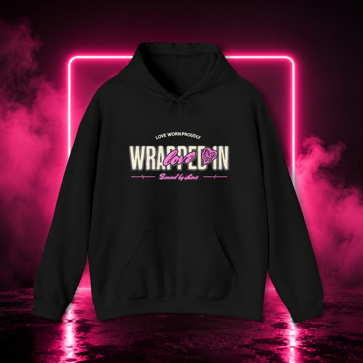 Wrapped in Love Hooded Sweatshirt — Cozy Aesthetic Graphic Hoodie