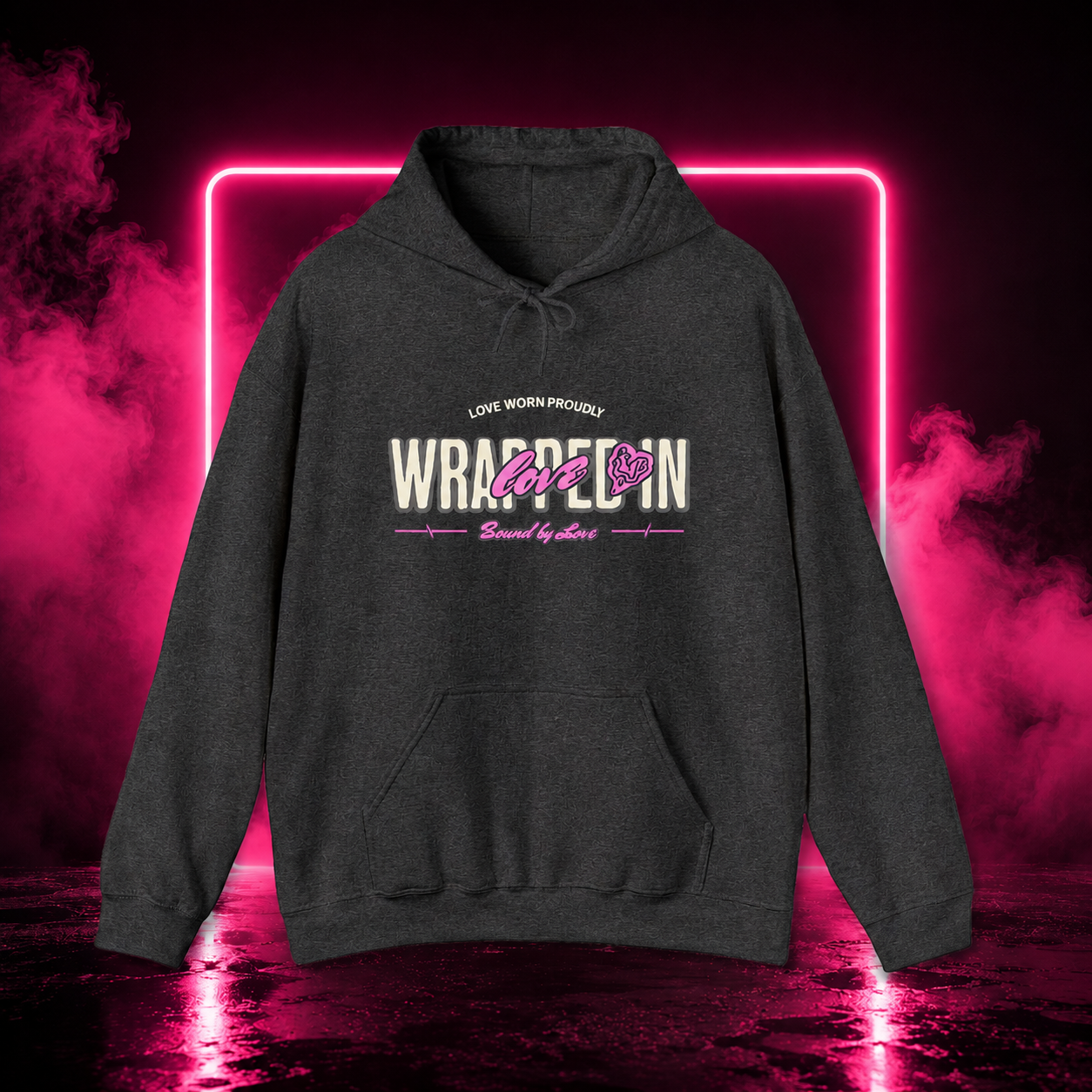 Wrapped in Love Hooded Sweatshirt — Cozy Aesthetic Graphic Hoodie
