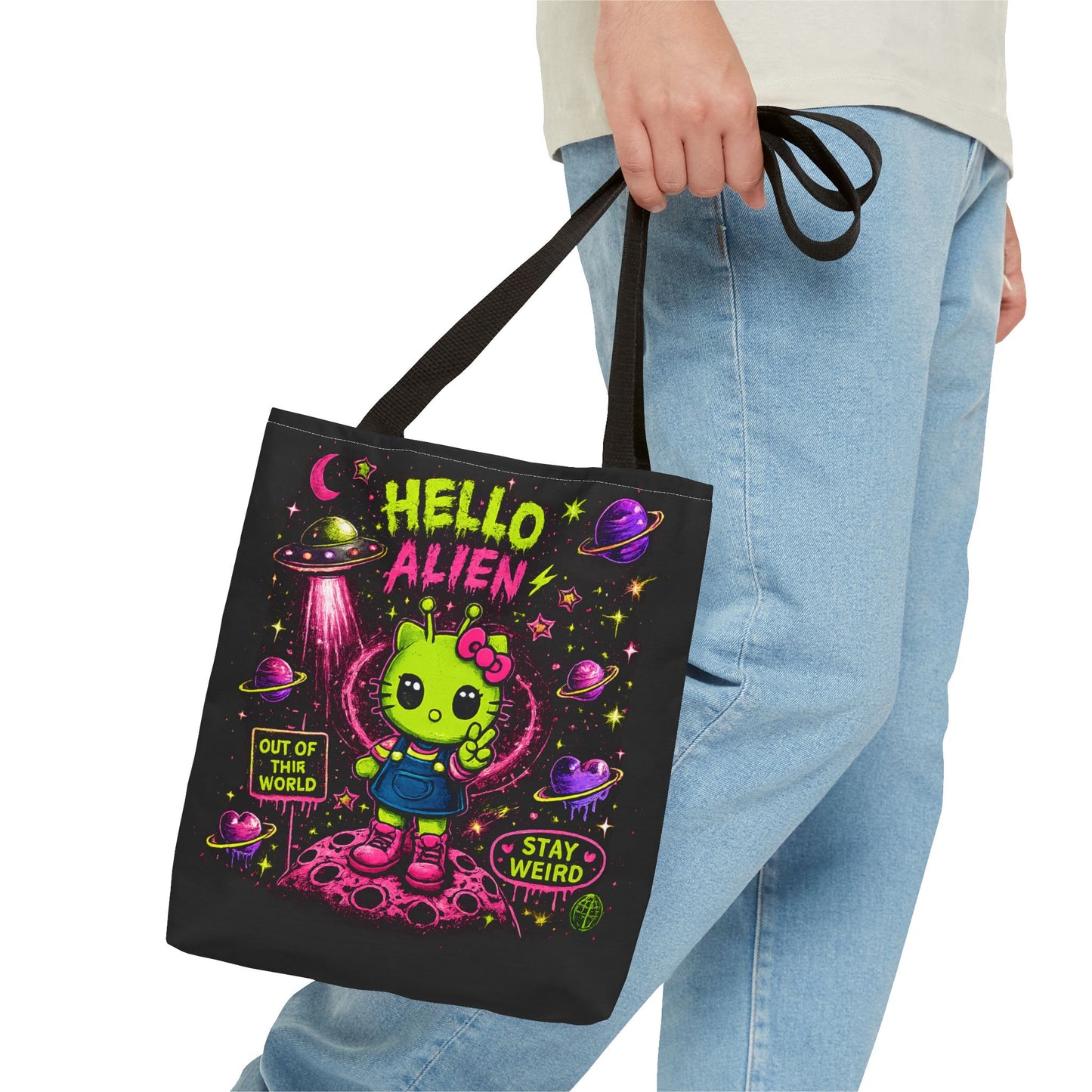 Hello Alien kawaii alien character Tote Bag |