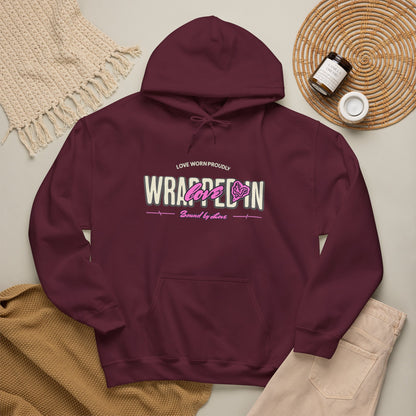 Wrapped in Love Hooded Sweatshirt — Cozy Aesthetic Graphic Hoodie