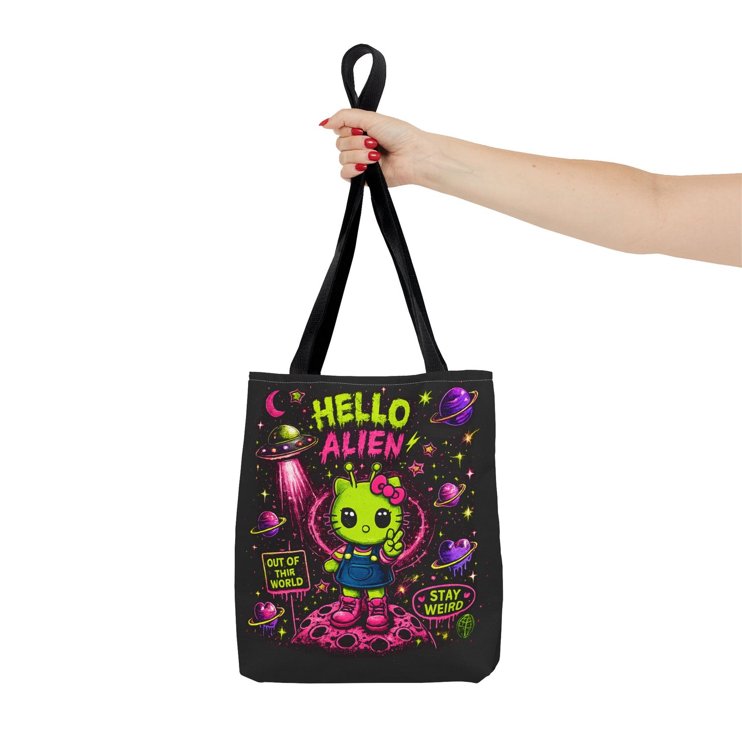 Hello Alien kawaii alien character Tote Bag |