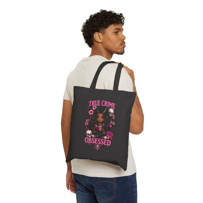 True Crime Obsessed Tote Bag — Dark Humor Graphic Accessory