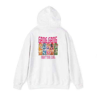 Gang Gang Fighting Girl Hoodie | Anime Girl Group Graphic, Pink Text