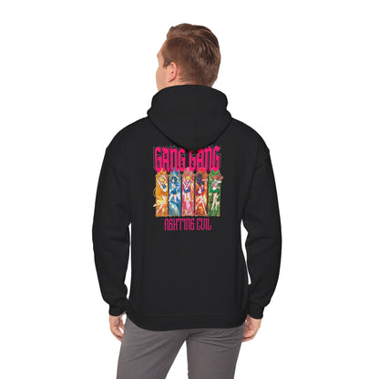 Gang Gang Fighting Girl Hoodie | Anime Girl Group Graphic, Pink Text