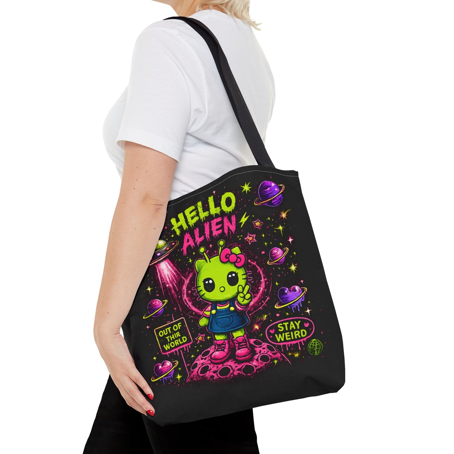Hello Alien kawaii alien character Tote Bag |