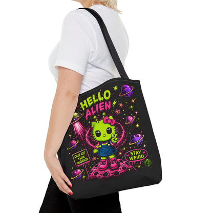 Hello Alien kawaii alien character Tote Bag |