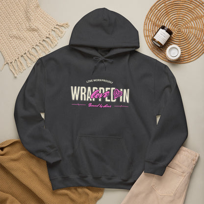 Wrapped in Love Hooded Sweatshirt — Cozy Aesthetic Graphic Hoodie
