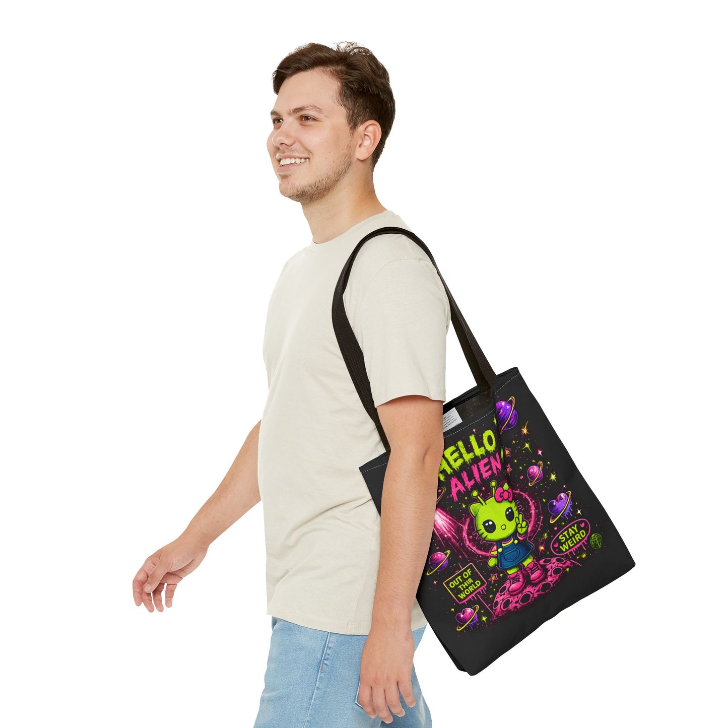 Hello Alien kawaii alien character Tote Bag |